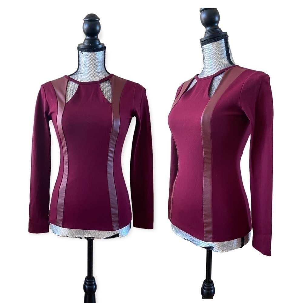 𝅺𝅺⭐️2 FOR $20⭐️ Guess Deep Plum Burgundy Cutout Top. XS
